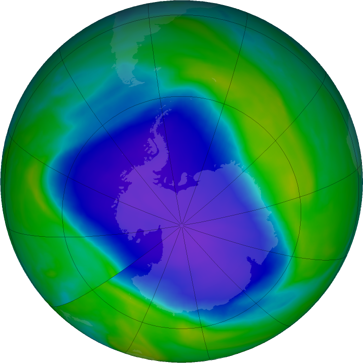 Antarctic ozone map for 01 November 2022